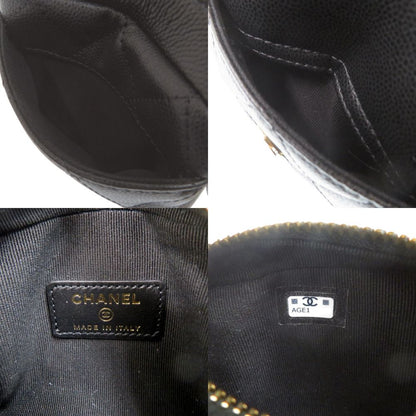 Chanel CC Logo Quilted Mini Fringe Chain Shoulder Caviar Leather Black Bag — view 8