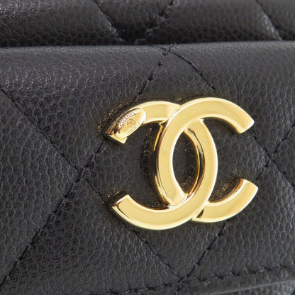 Chanel CC Logo Quilted Mini Fringe Chain Shoulder Caviar Leather Black Bag — view 7