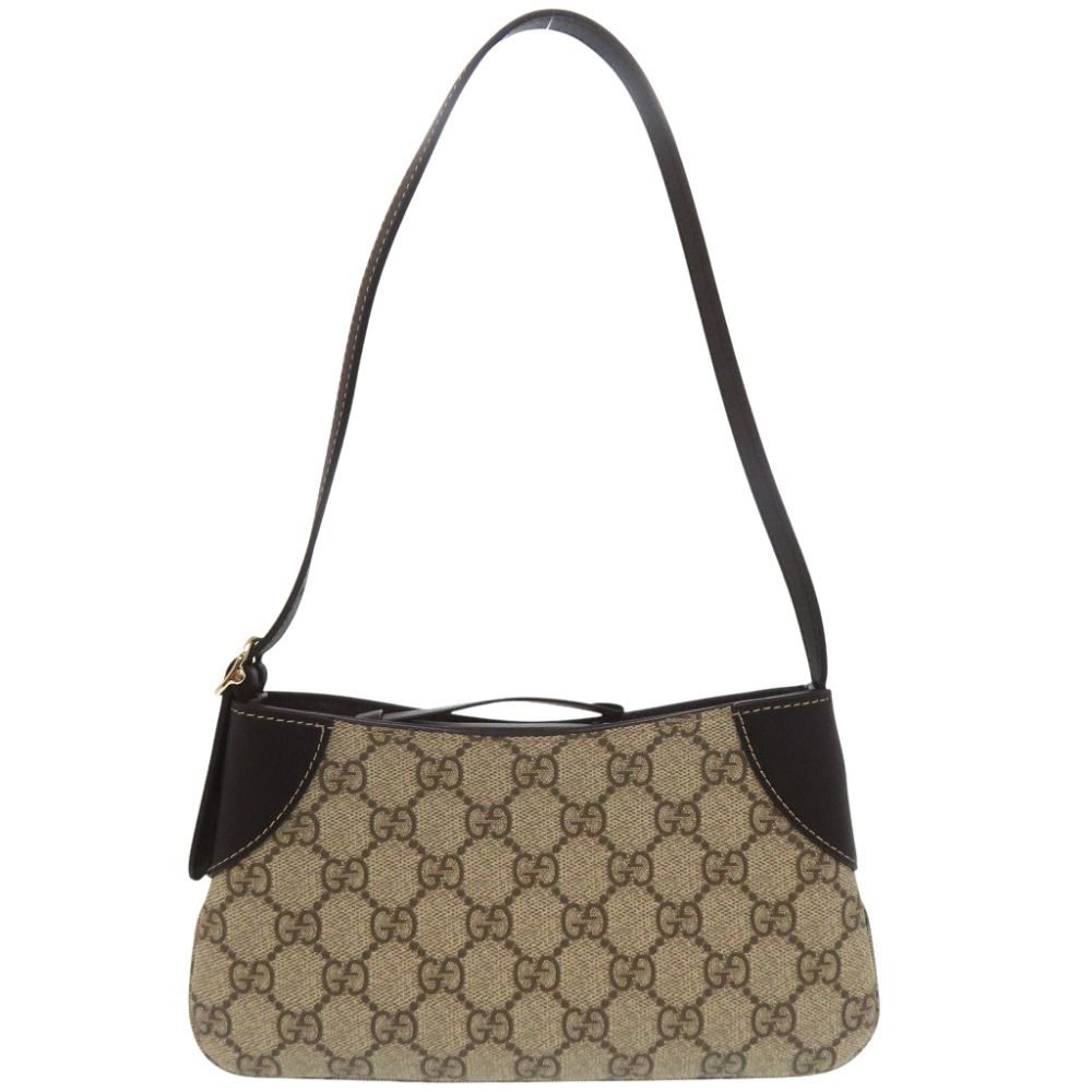 Gucci GG Emblem Shoulder Bag Canvas Leather Beige — view 3