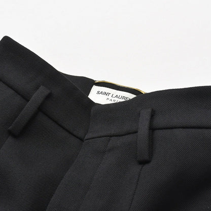 Saint Laurent High Waist Wool Gabardine Trousers Black Tailored Pants — view 3