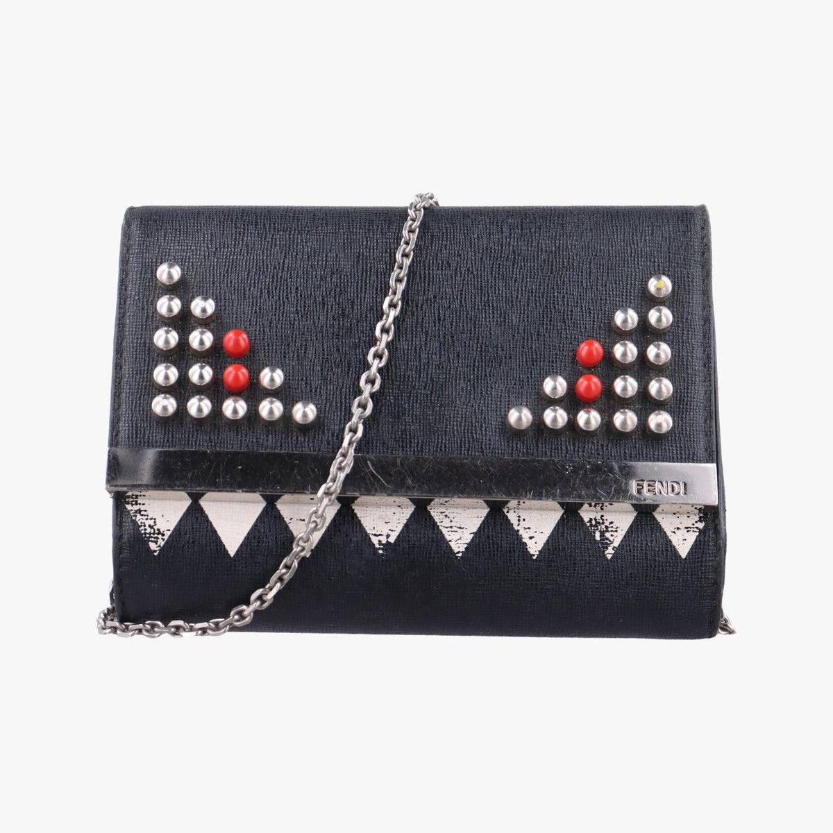 Fendi Monster Eyes Continental Black Leather