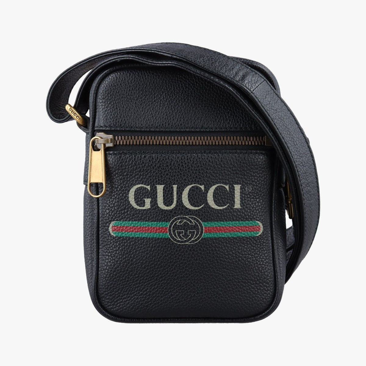 Gucci Print Messenger Black Leather
