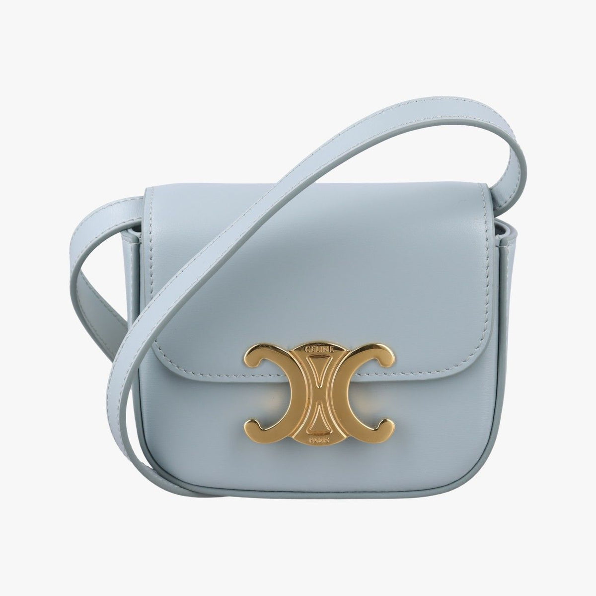 Celine Mini Claude Triomphe Blue Leather