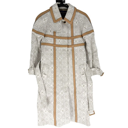 Louis Vuitton Coat Leather Long White Gold Cotton Autumn Winter 34