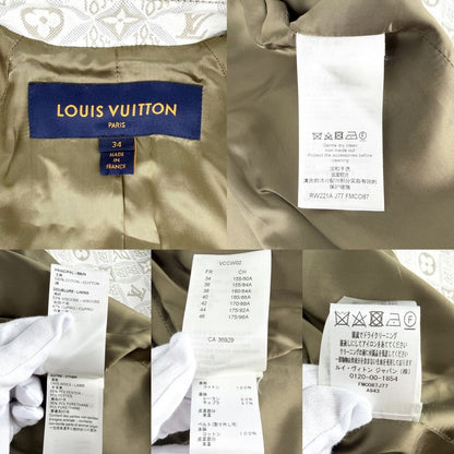 Louis Vuitton Coat Leather Long White Gold Cotton Autumn Winter 34 — view 3