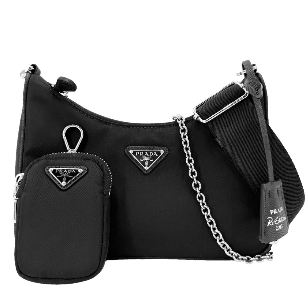 Prada Shoulder Bag Re Edition 2005 Re-Nylon Crossbody Nylon Black Silver