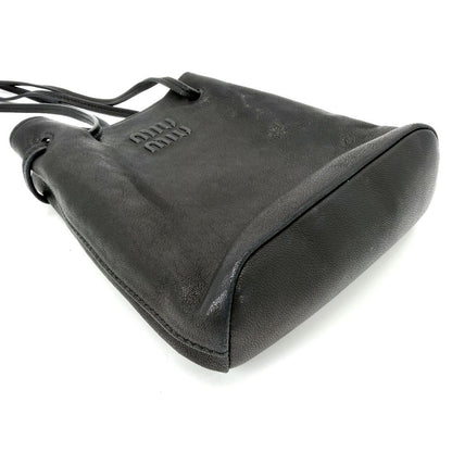 Miu Miu Shoulder Bag Nappa Leather Crossbody Black Gold — view 3