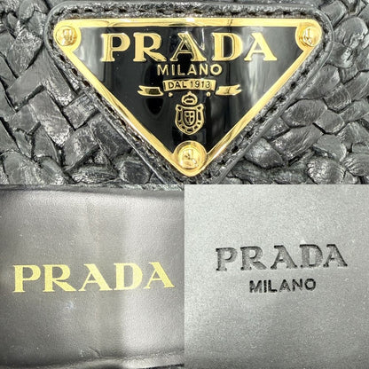 Prada Loafers Triangle Logo Braided Shoes Leather Black Gold — view 6