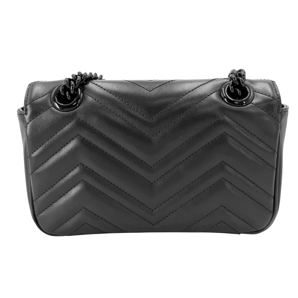 Gucci Shoulder Bag GG Marmont Small Chevron Leather Black — view 2