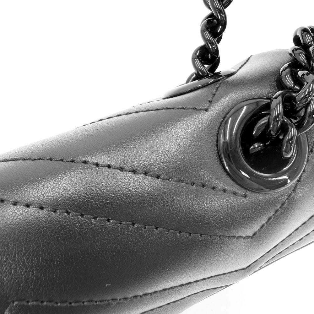 Gucci Shoulder Bag GG Marmont Small Chevron Leather Black — view 6