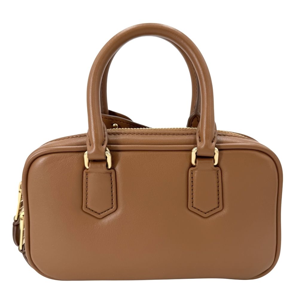 Miu Miu 2-Way Arcadi Mini Shoulder Bag Crossbody Leather Brown Gold — view 2