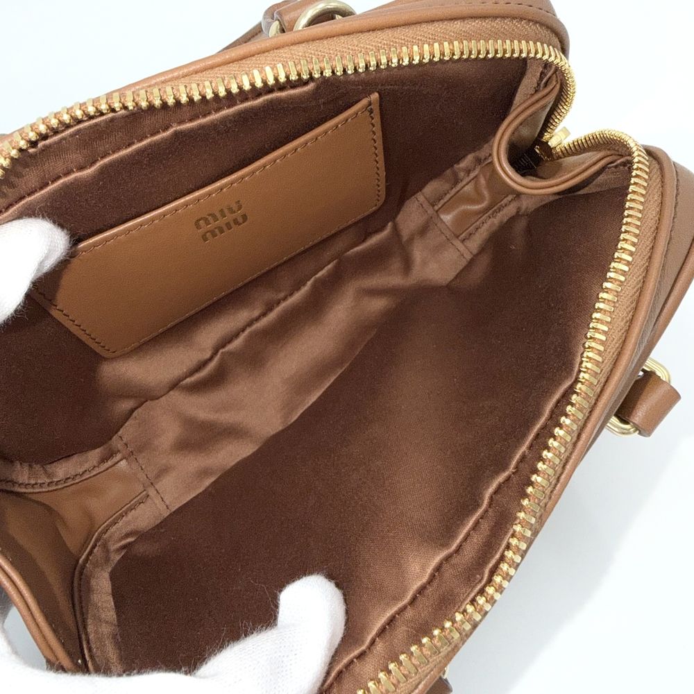 Miu Miu 2-Way Arcadi Mini Shoulder Bag Crossbody Leather Brown Gold — view 4