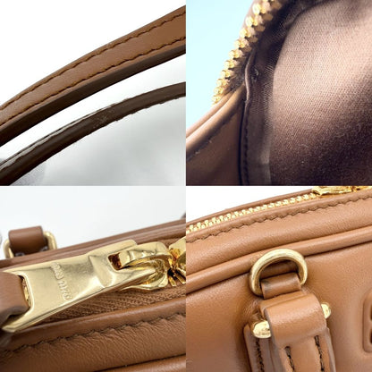 Miu Miu 2-Way Arcadi Mini Shoulder Bag Crossbody Leather Brown Gold — view 8