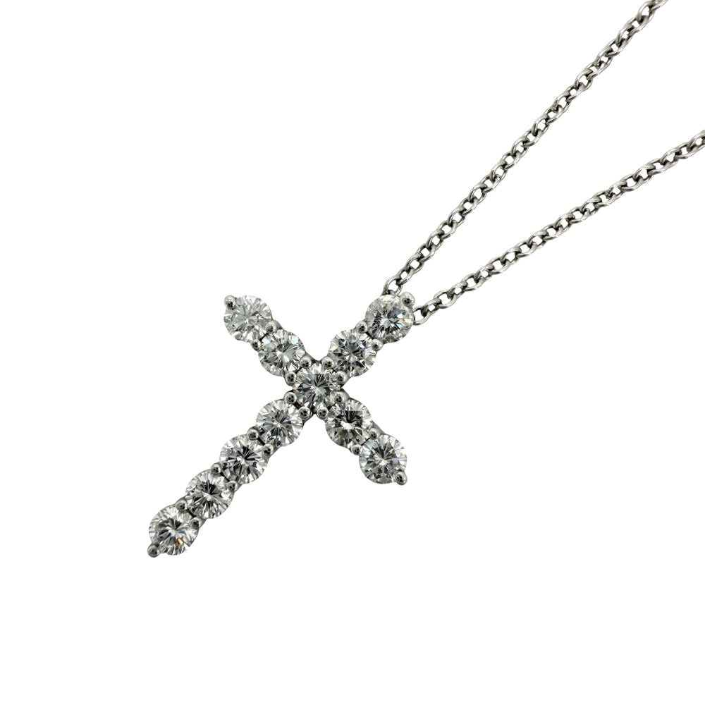 Tiffany & Co Necklace Cross Pendant Small Platinum Diamond