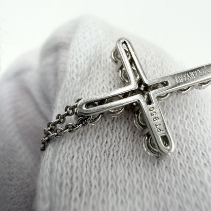 Tiffany & Co Necklace Cross Pendant Small Platinum Diamond — view 7