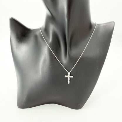 Tiffany & Co Necklace Cross Pendant Small Platinum Diamond — view 3