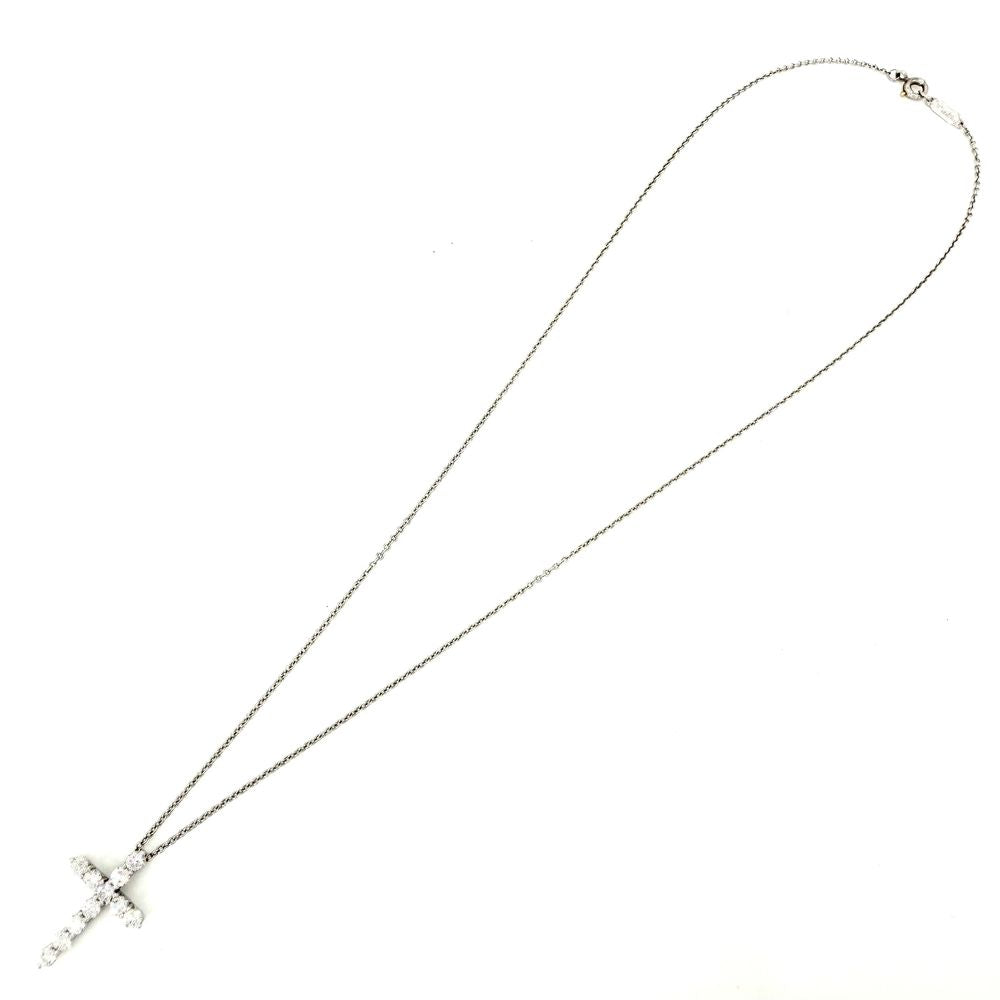 Tiffany & Co Necklace Cross Pendant Small Platinum Diamond — view 6