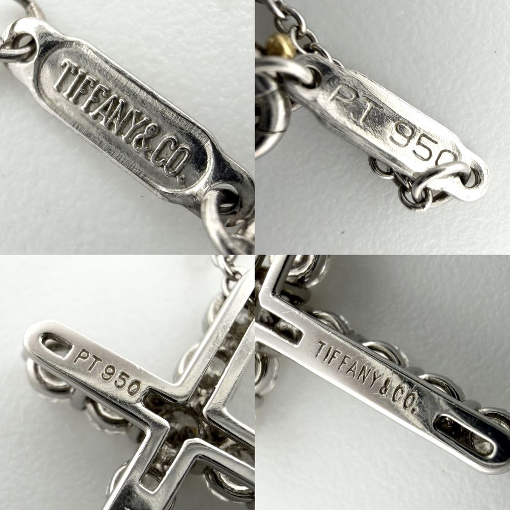 Tiffany & Co Necklace Cross Pendant Small Platinum Diamond — view 5