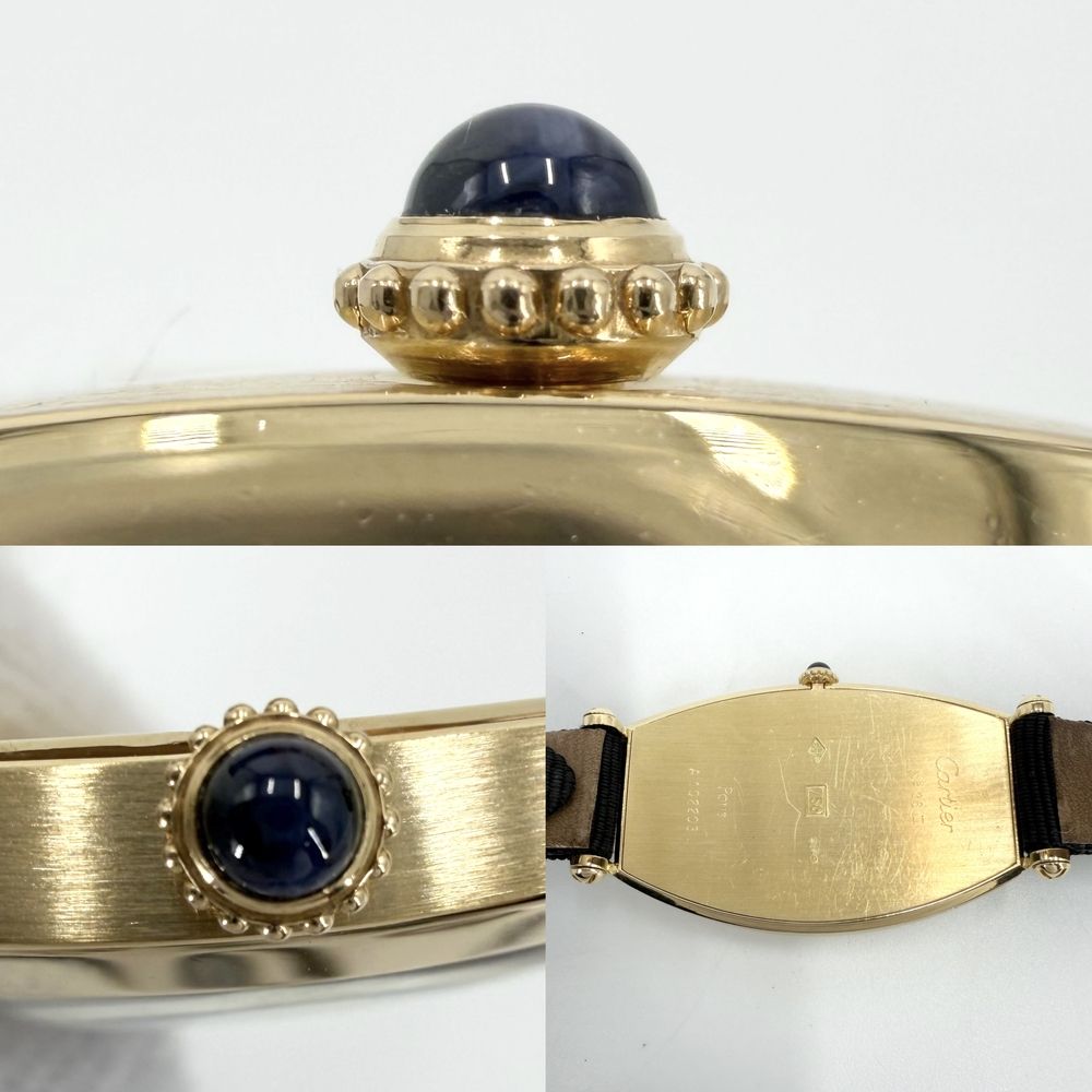 Cartier Watch Tonneau 750 Yellow Gold Guilloche Dial Manual Wind Black — view 5