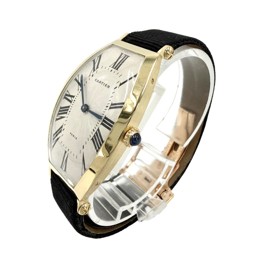 Cartier Watch Tonneau 750 Yellow Gold Guilloche Dial Manual Wind Black — view 2