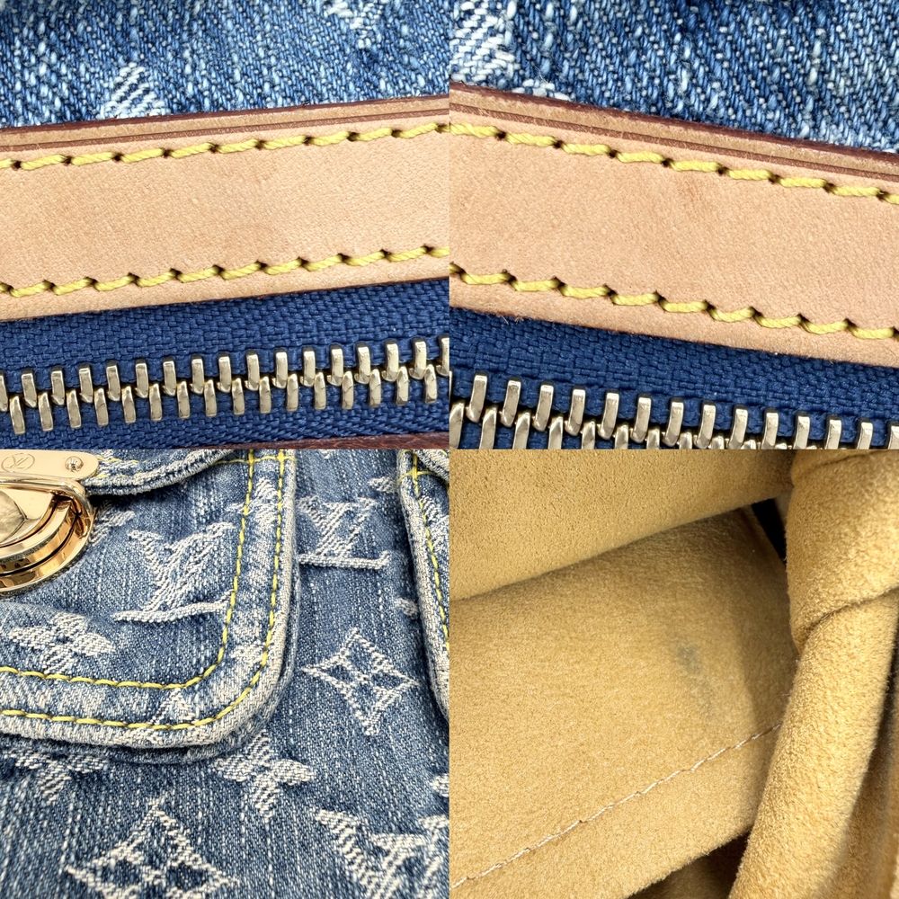 Louis Vuitton Shoulder Bag Baggy PM Monogram Denim Blue Gold — view 8