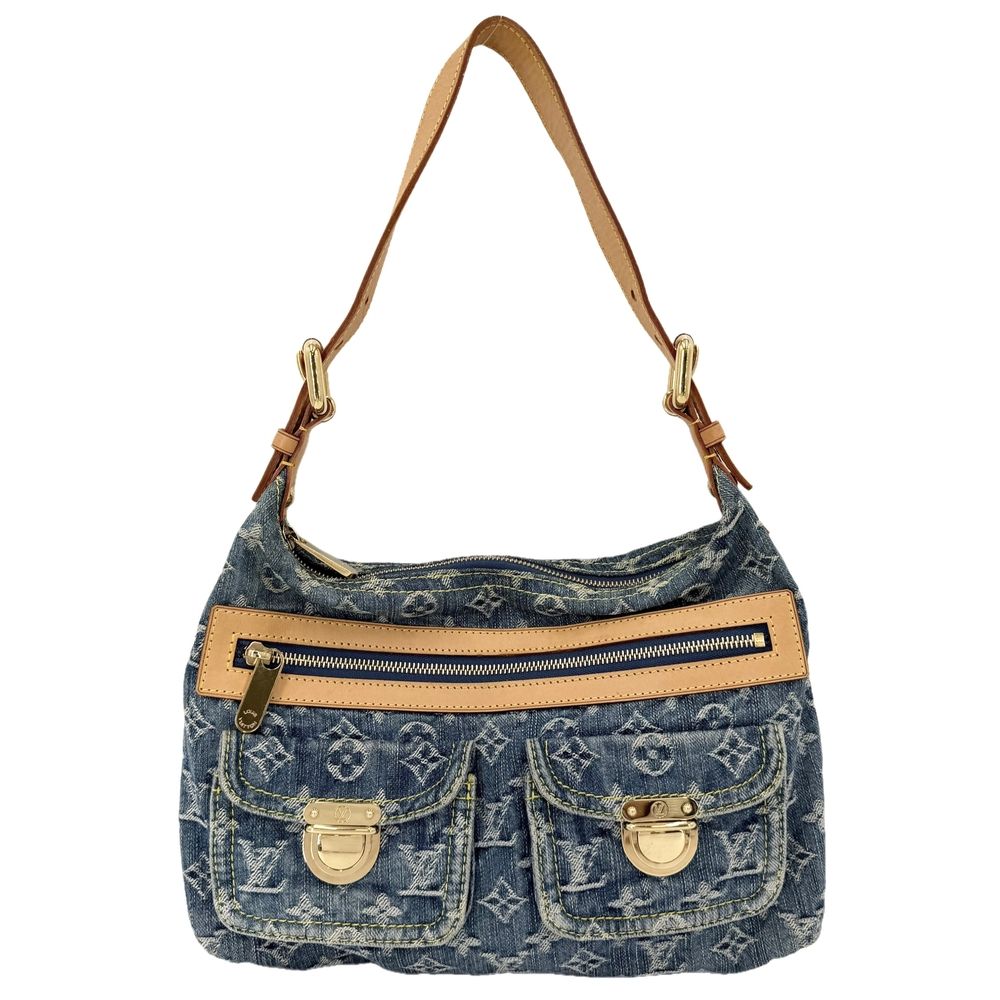 Louis Vuitton Shoulder Bag Baggy PM Monogram Denim Blue Gold