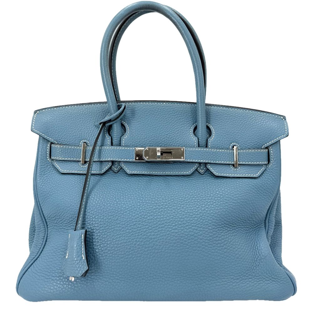 Hermes Handbag Birkin 30 Retourne Leather Blue Silver