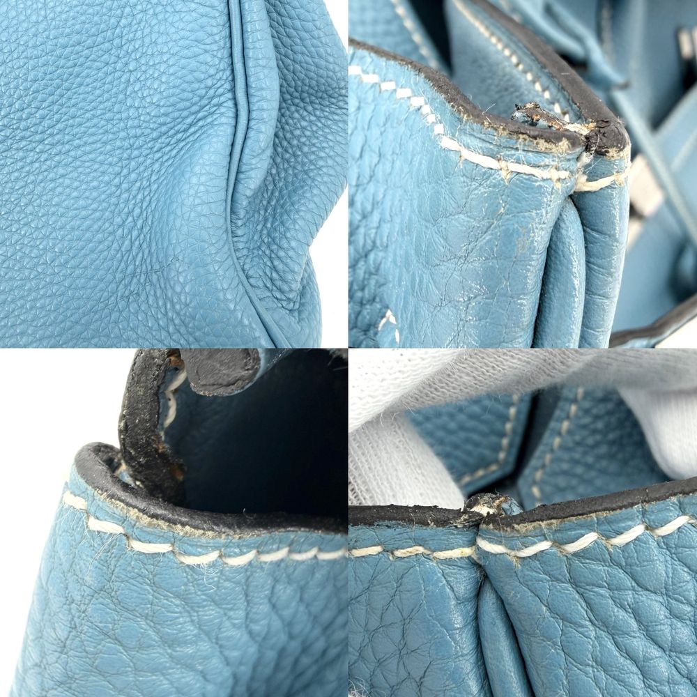 Hermes Handbag Birkin 30 Retourne Leather Blue Silver — view 7