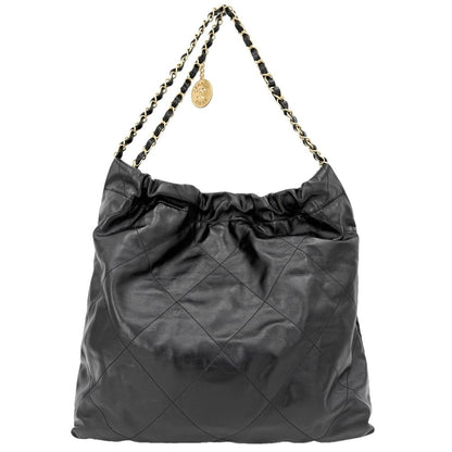 Chanel Shoulder Bag Chanel 22 Chain Crossbody Leather Black Gold — view 2