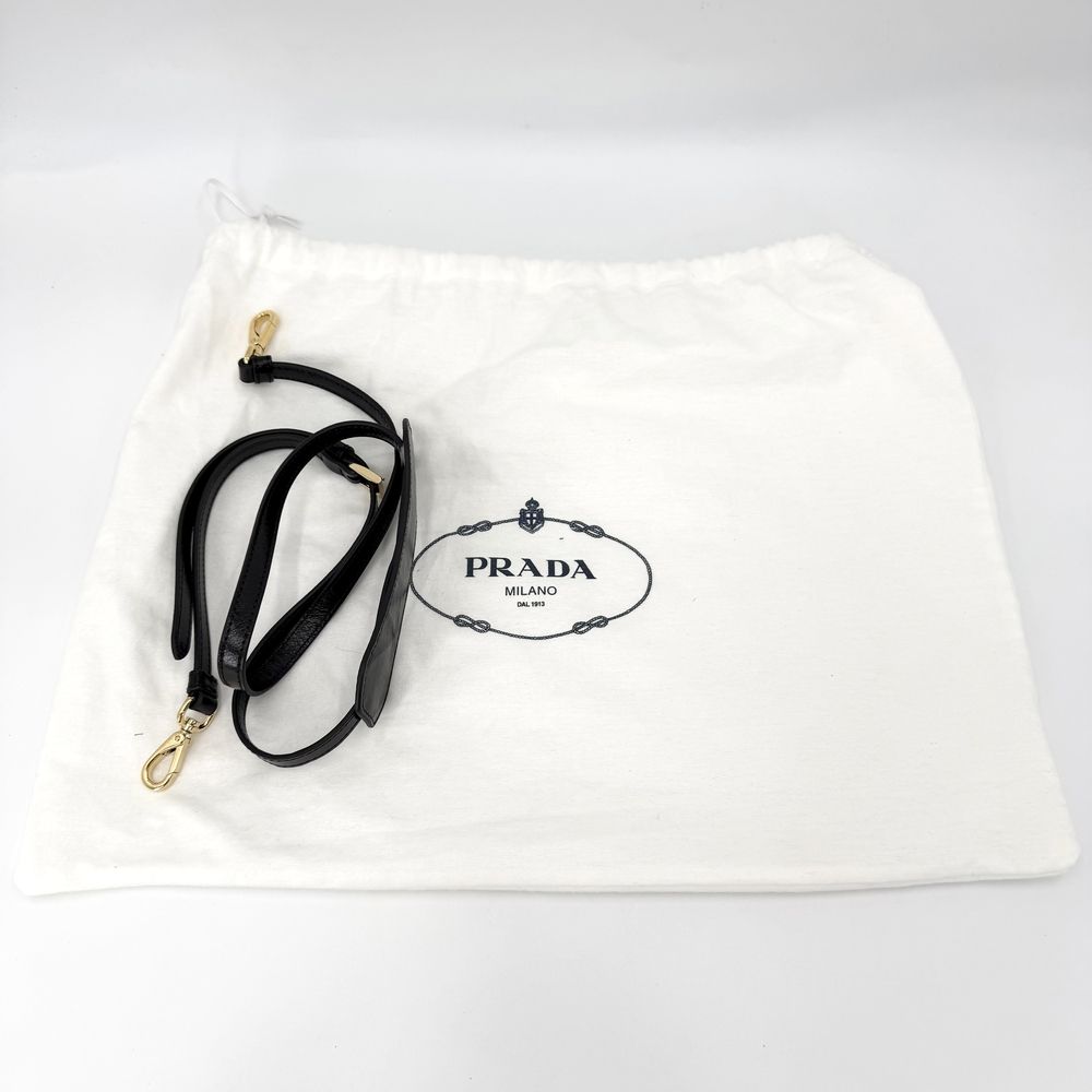 Prada Shoulder Bag Bonnie Crossbody Triangle Logo Pochette Leather Black Gold — view 8