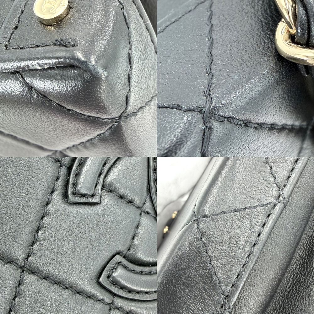 Chanel 2-Way Quilted CC Logo Shoulder Bag Small Vanity Crossbody Leather Black — view 6