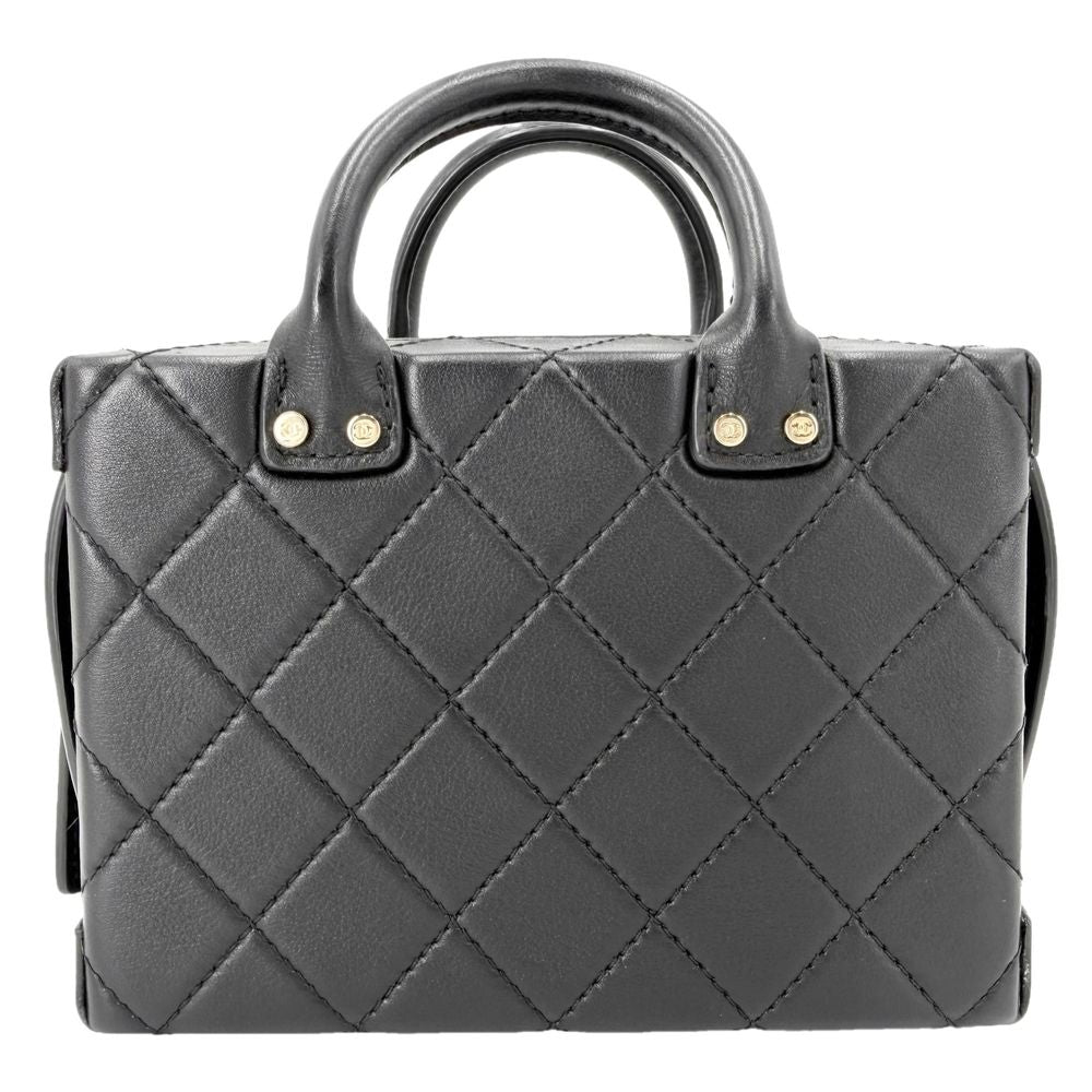 Chanel 2-Way Quilted CC Logo Shoulder Bag Small Vanity Crossbody Leather Black — view 2