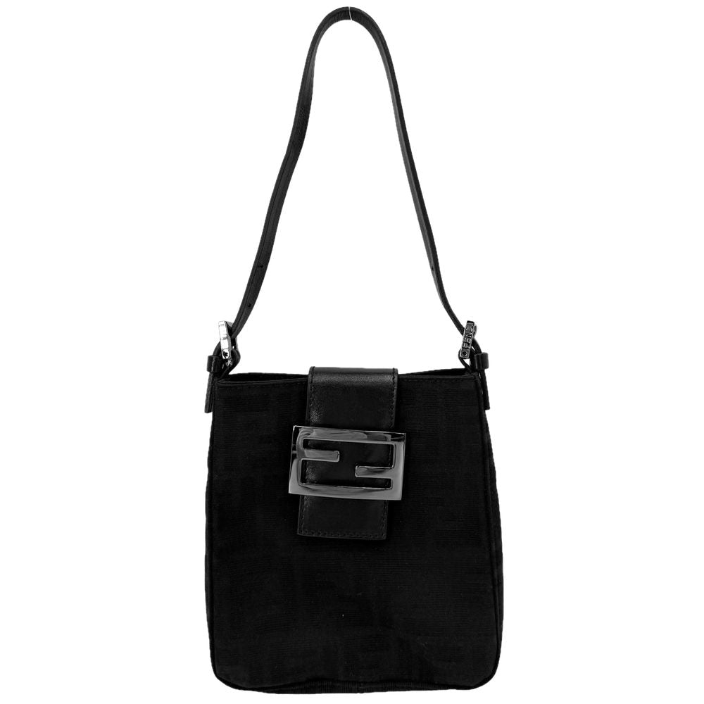 Fendi Handbag Zucca Mini Pouch Small Canvas Leather Black Silver