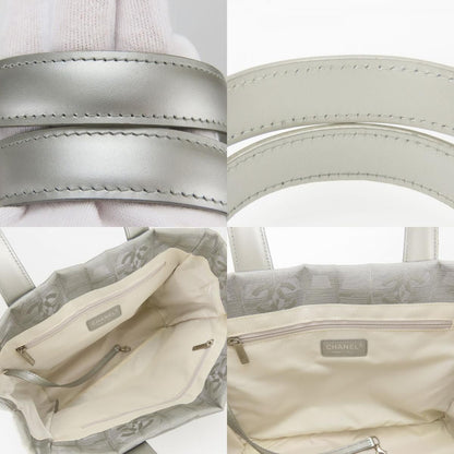 Chanel Tote Bag New Travel Line PM CC Logo Jacquard Nylon Silver — view 5
