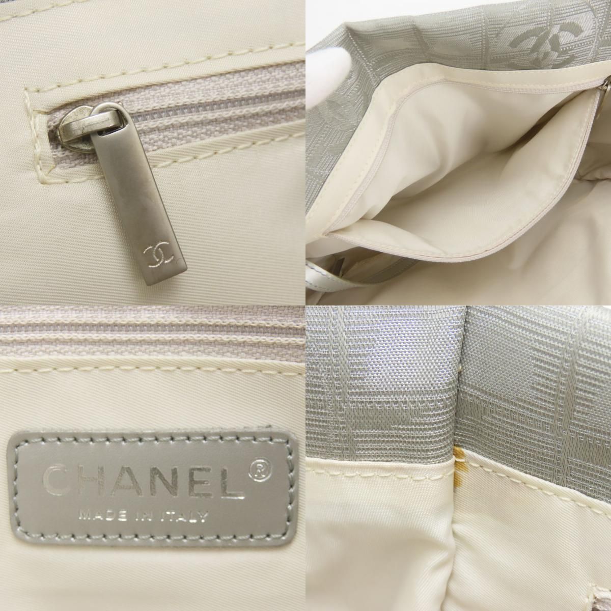 Chanel Tote Bag New Travel Line PM CC Logo Jacquard Nylon Silver — view 6