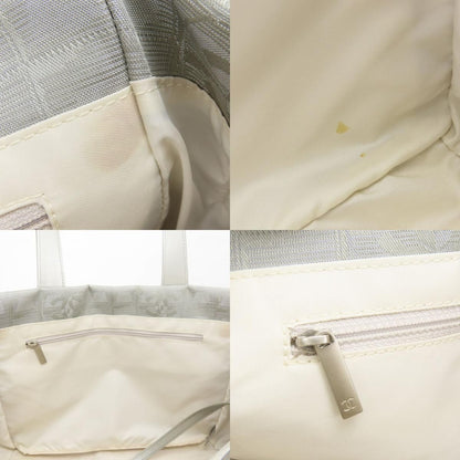 Chanel Tote Bag New Travel Line PM CC Logo Jacquard Nylon Silver — view 7