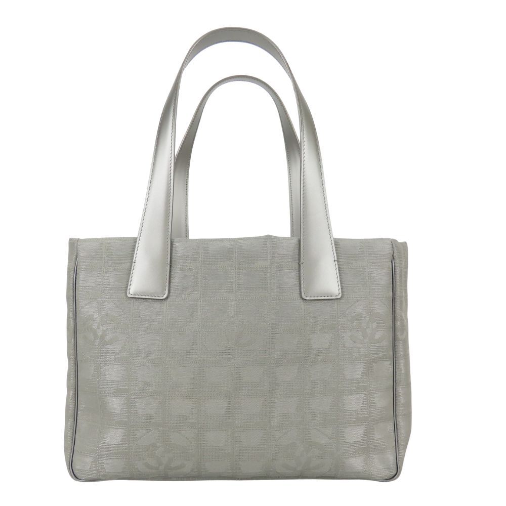 Chanel Tote Bag New Travel Line PM CC Logo Jacquard Nylon Silver