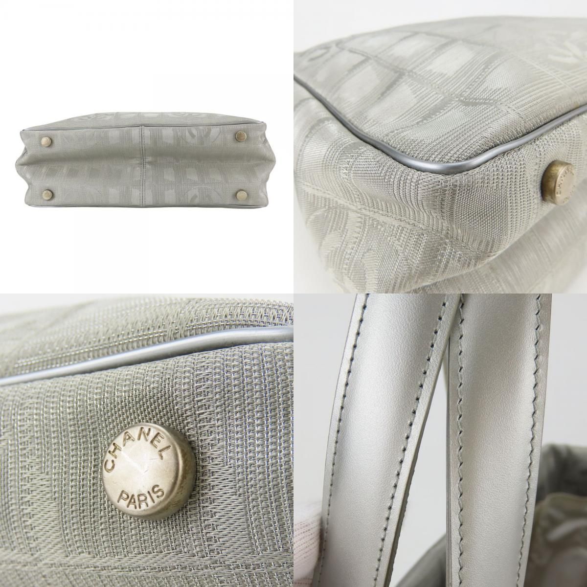 Chanel Tote Bag New Travel Line PM CC Logo Jacquard Nylon Silver — view 4