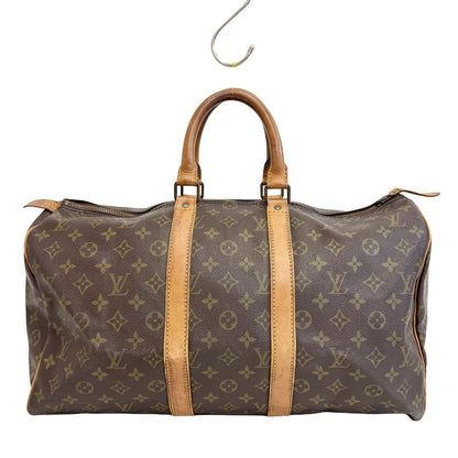 Louis Vuitton Keepall 45 Monogram Canvas Leather Brown Boston Bag