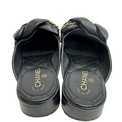 Chanel Quilted Chain Sandals Leather Shoes — view 3