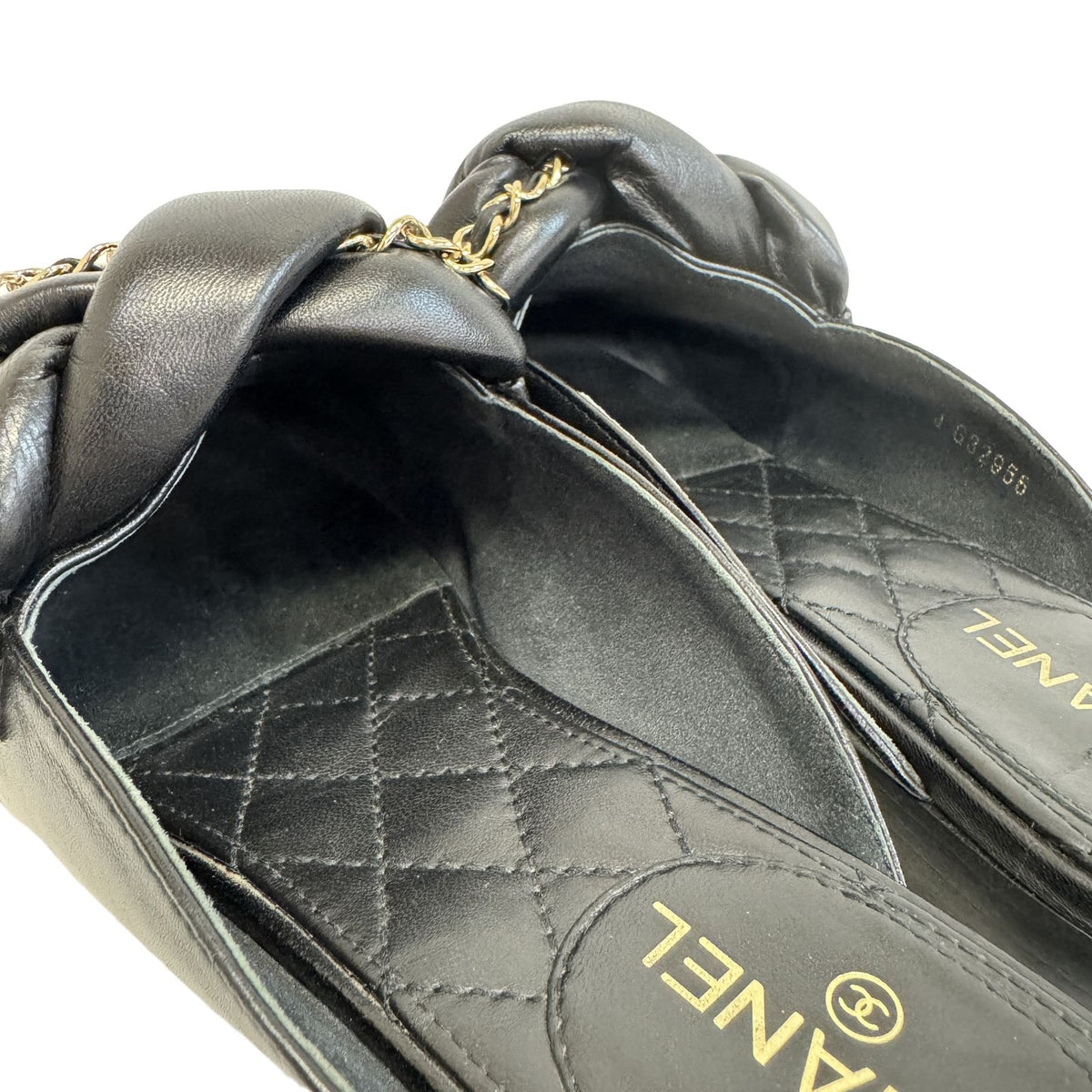 Chanel Quilted Chain Sandals Leather Shoes — view 8