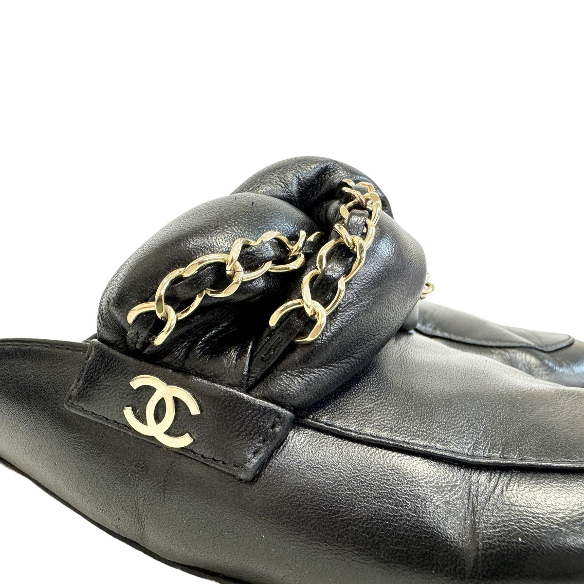 Chanel Quilted Chain Sandals Leather Shoes — view 5