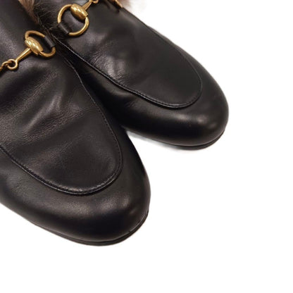 Gucci Prince Town Horsebit Mules Leather Fur Black Brown — view 6