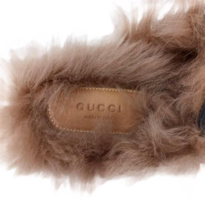 Gucci Prince Town Horsebit Mules Leather Fur Black Brown — view 4