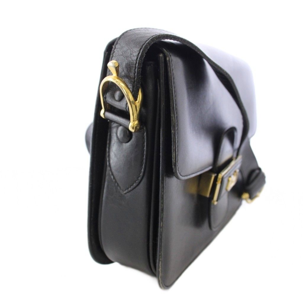 Celine Phoebe Philo Era Vintage Leather Carriage Shoulder Bag Black — view 3