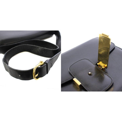 Celine Phoebe Philo Era Vintage Leather Carriage Shoulder Bag Black — view 6