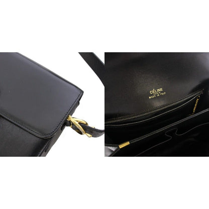 Celine Phoebe Philo Era Vintage Leather Carriage Shoulder Bag Black — view 8