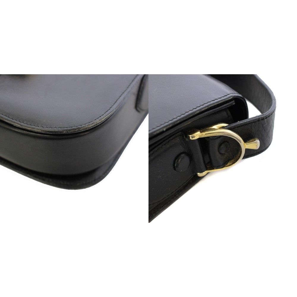 Celine Phoebe Philo Era Vintage Leather Carriage Shoulder Bag Black — view 7
