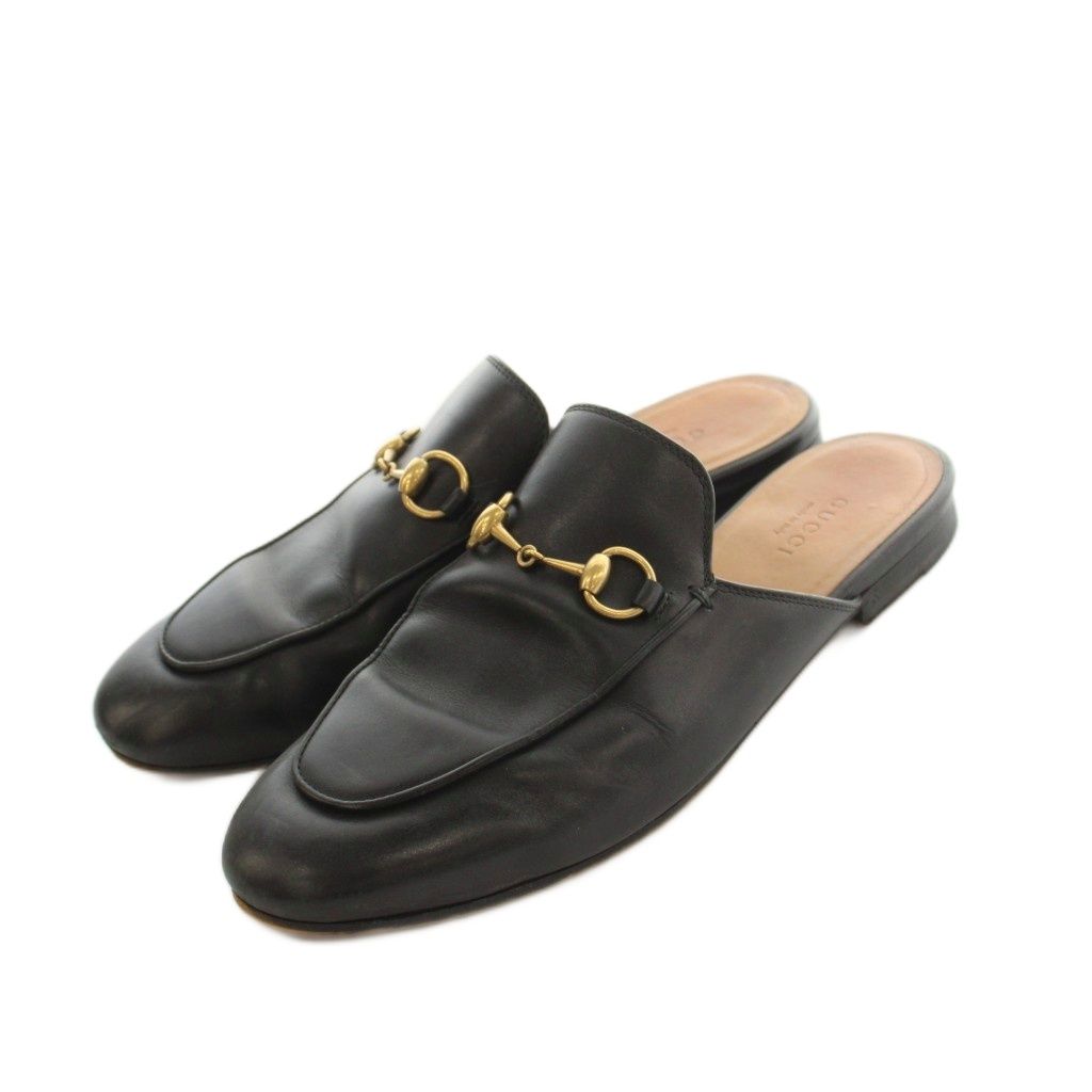 Gucci Prince Town Bit Loafers Mules Leather Black