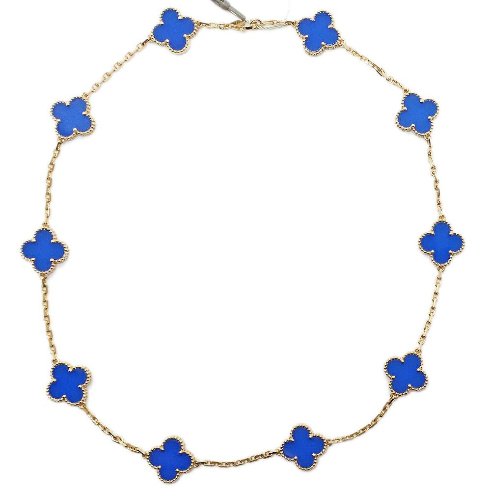 Van Cleef & Arpels Vintage Alhambra Necklace 750 Blue Agate
